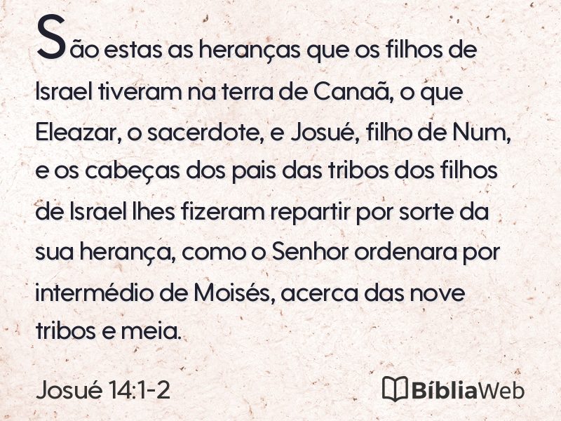 Josué 14:1-2 em imagem para compartilhar