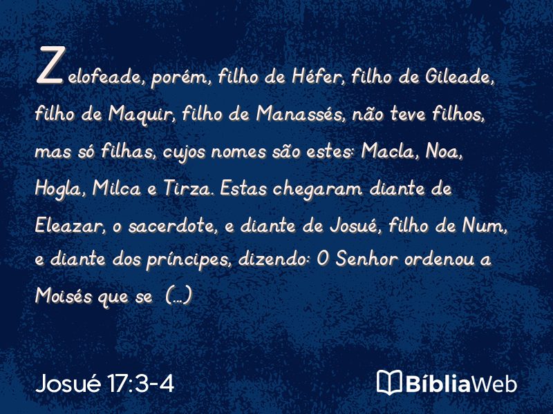 Josué 17:3-4 em imagem para compartilhar