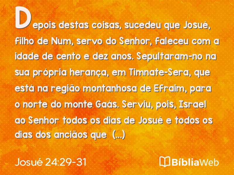 Josué 24:29-31 em imagem para compartilhar