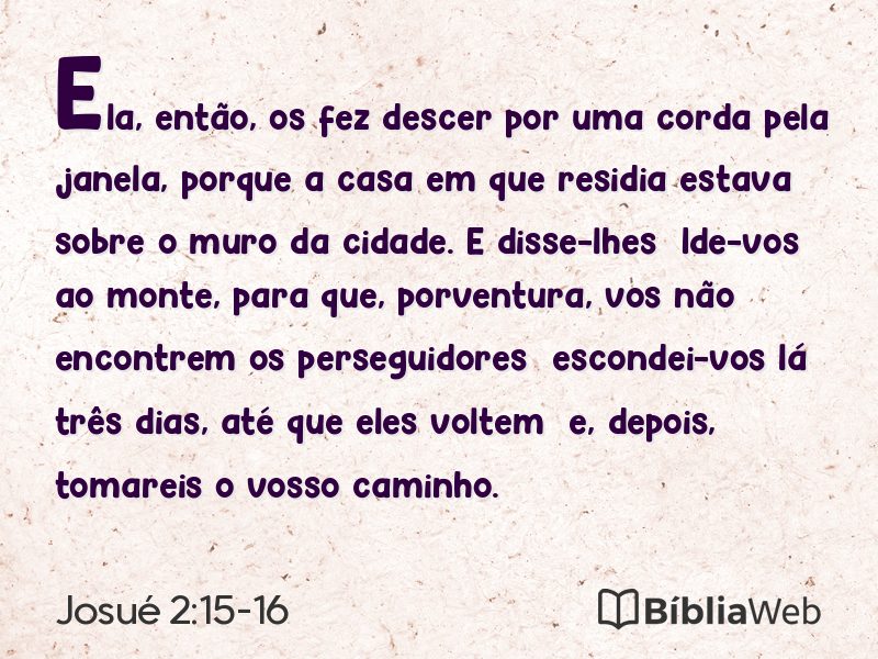Josué 2:15-16 em imagem para compartilhar