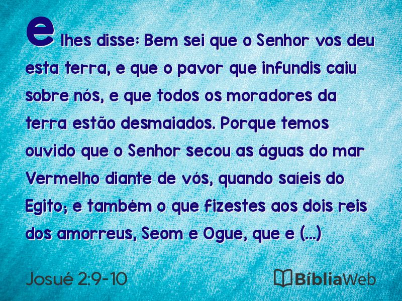 Josué 2:9-10 em imagem para compartilhar
