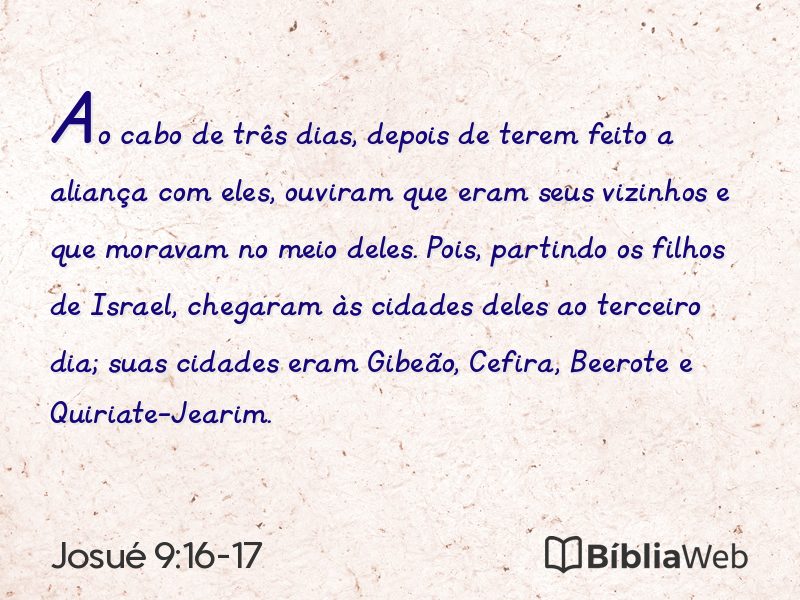 Josué 9:16-17 em imagem para compartilhar