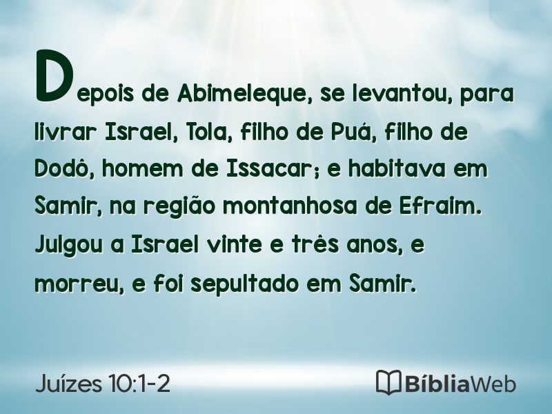 Juízes 10:1-2 em imagem para compartilhar