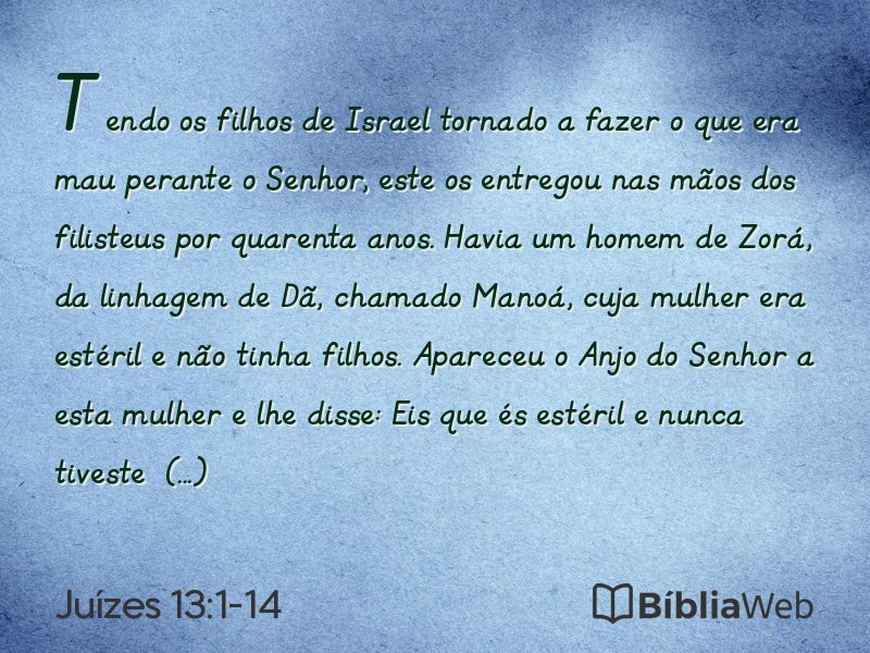 Juízes 13:1-14 em imagem para compartilhar