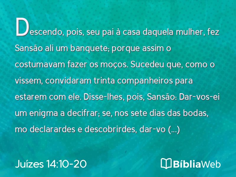 Juízes 14:10-20 em imagem para compartilhar