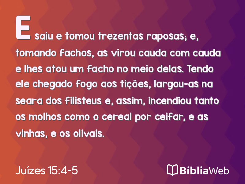 Juízes 15:4-5 em imagem para compartilhar