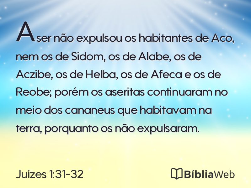 Juízes 1:31-32 em imagem para compartilhar