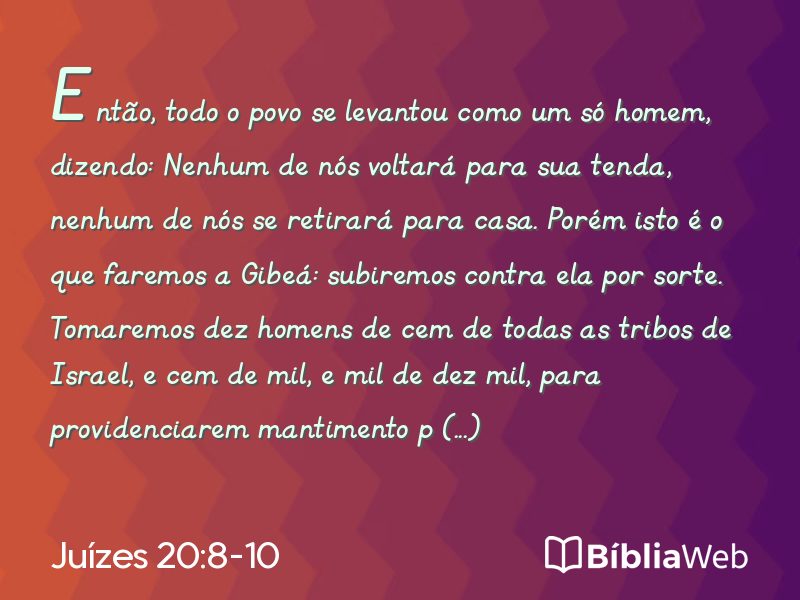 Juízes 20:8-10 em imagem para compartilhar