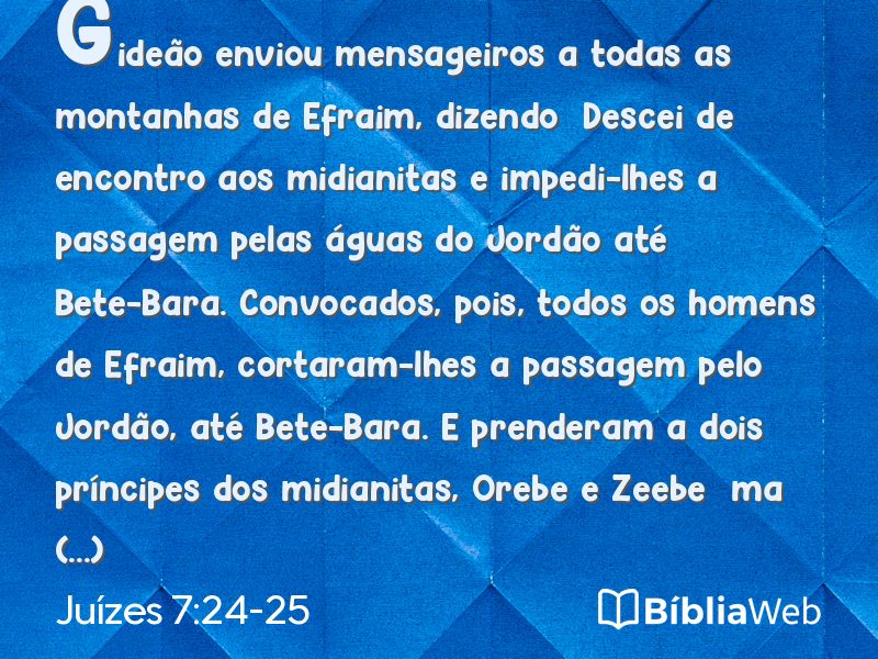 Juízes 7:24-25 em imagem para compartilhar