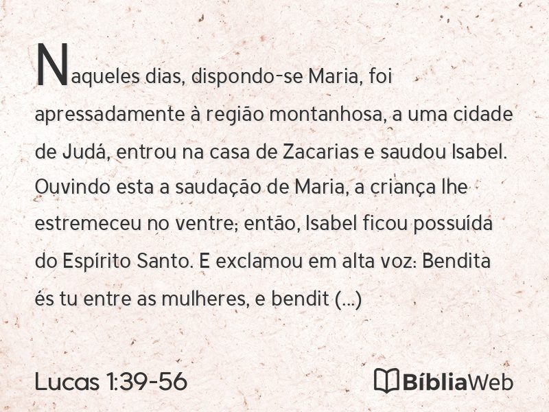 Lucas 1:39-56 em imagem para compartilhar