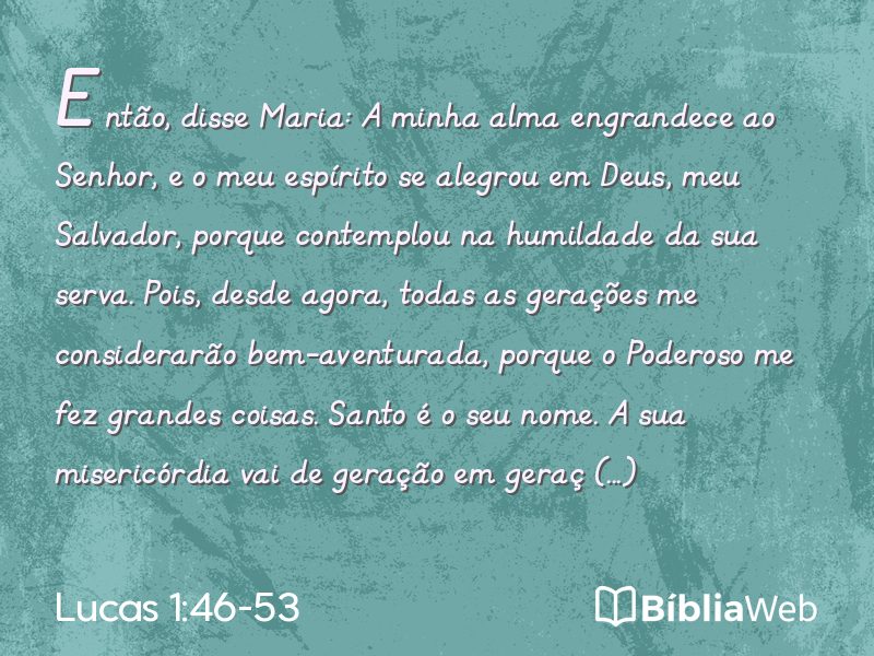 Lucas 1:46-53 em imagem para compartilhar