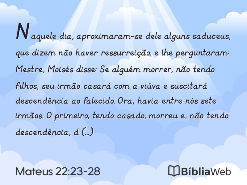 Mateus 22:23-28 em imagem para compartilhar