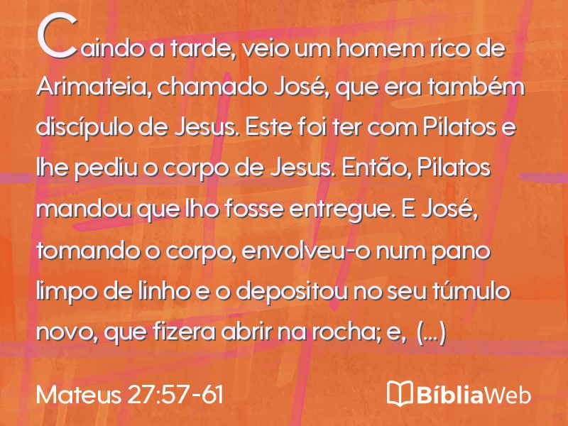 Mateus 27:57-61 em imagem para compartilhar