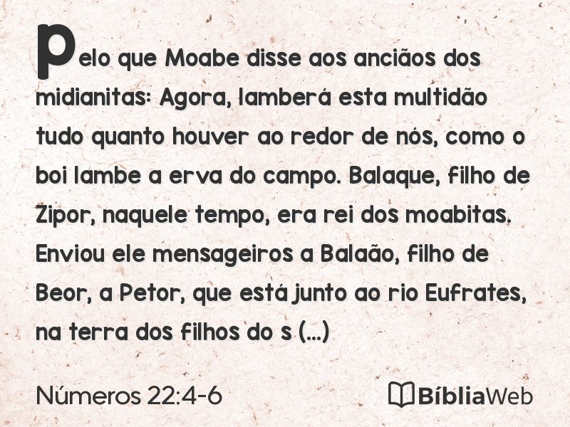 Números 22:4-6 em imagem para compartilhar