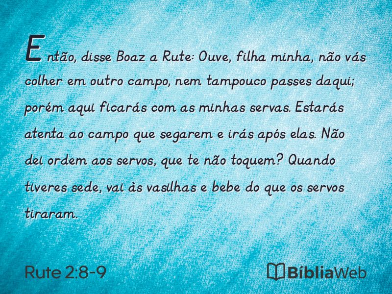 Rute 2:8-9 em imagem para compartilhar