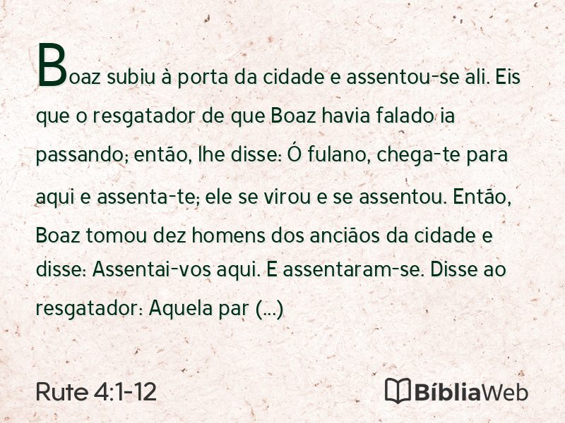 Rute 4:1-12 em imagem para compartilhar