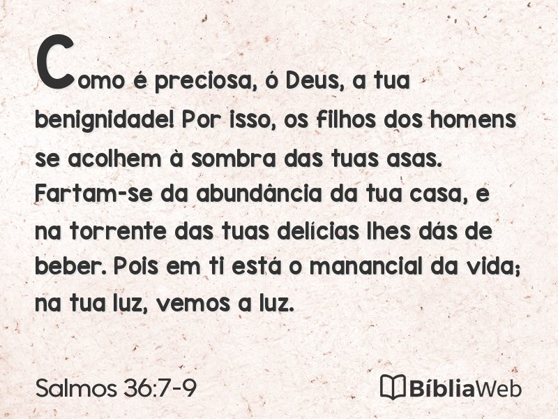 Salmos 36:7-9 em imagem para compartilhar
