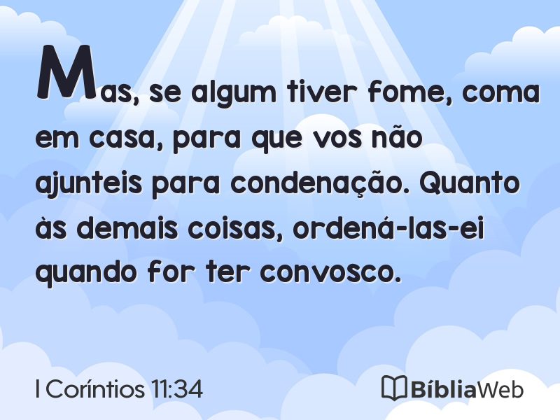 I Coríntios 11:34 em imagem para compartilhar