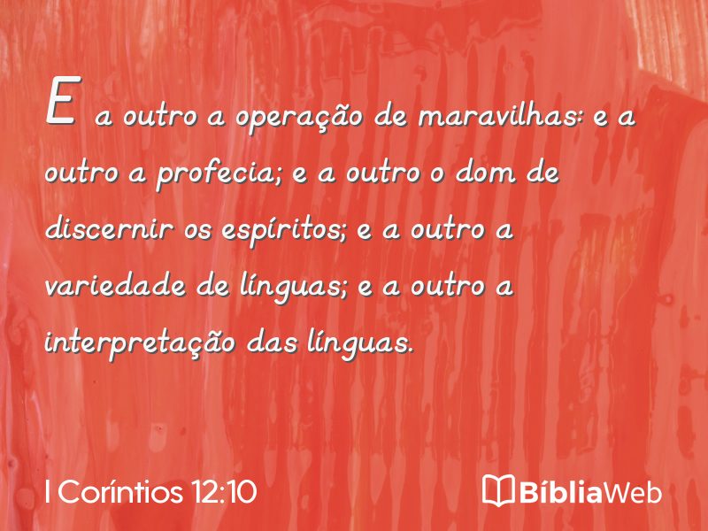 I Coríntios 12:10 em imagem para compartilhar