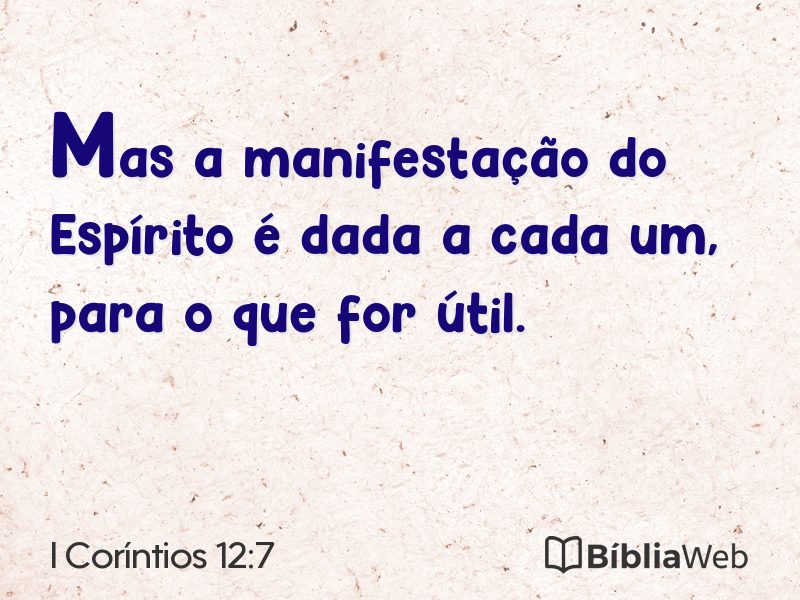 I Coríntios 12:7 em imagem para compartilhar
