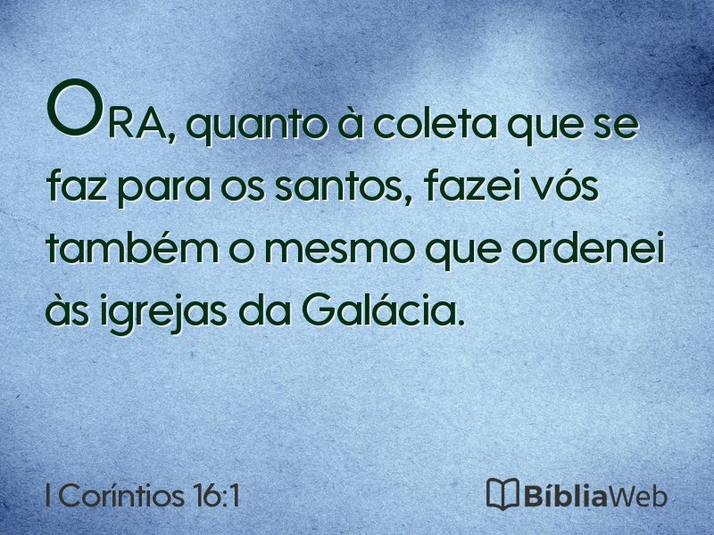 I Coríntios 16:1 em imagem para compartilhar
