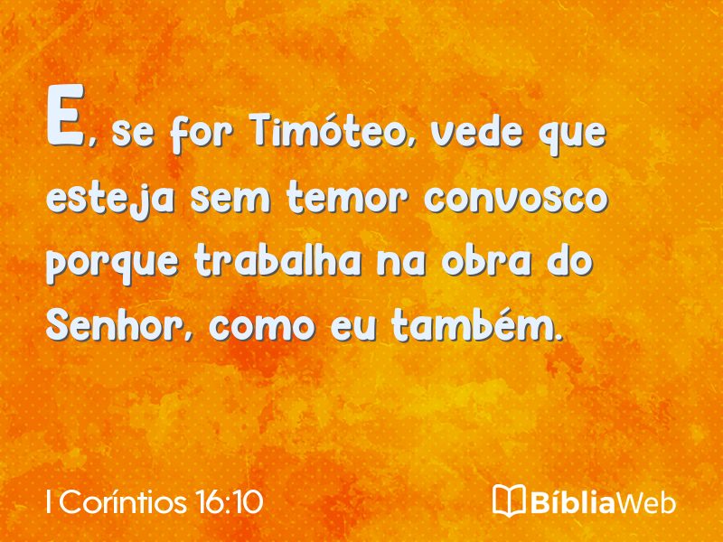 I Coríntios 16:10 em imagem para compartilhar