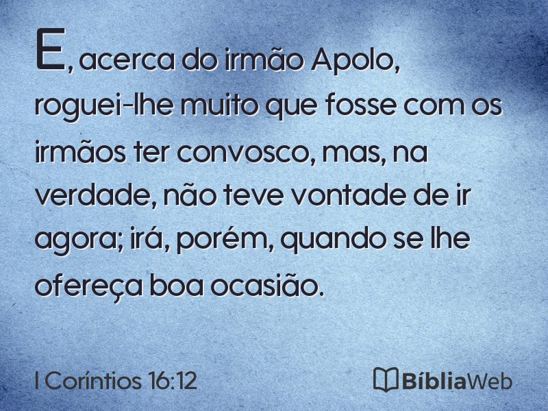 I Coríntios 16:12 em imagem para compartilhar