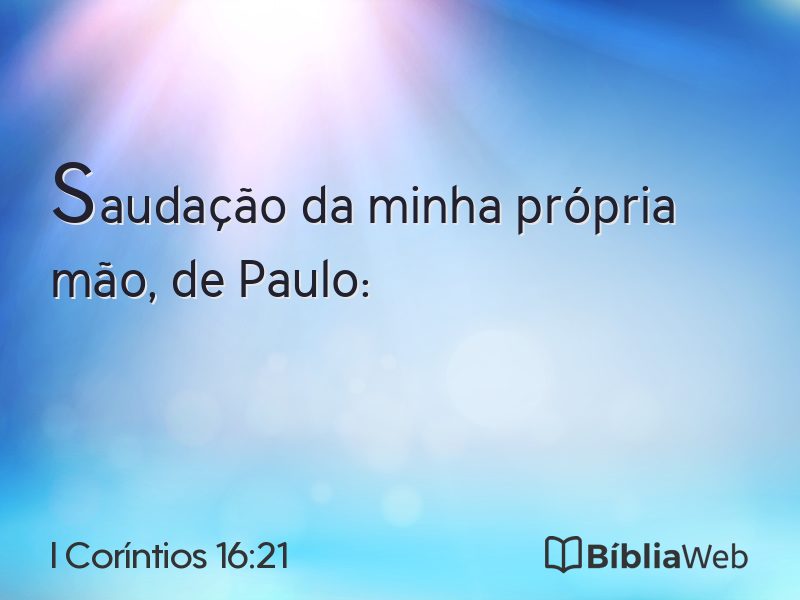I Coríntios 16:21 em imagem para compartilhar