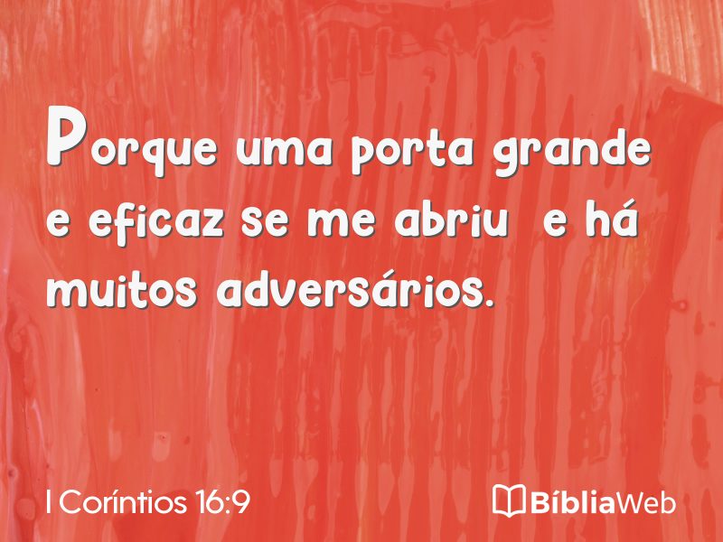 I Coríntios 16:9 em imagem para compartilhar