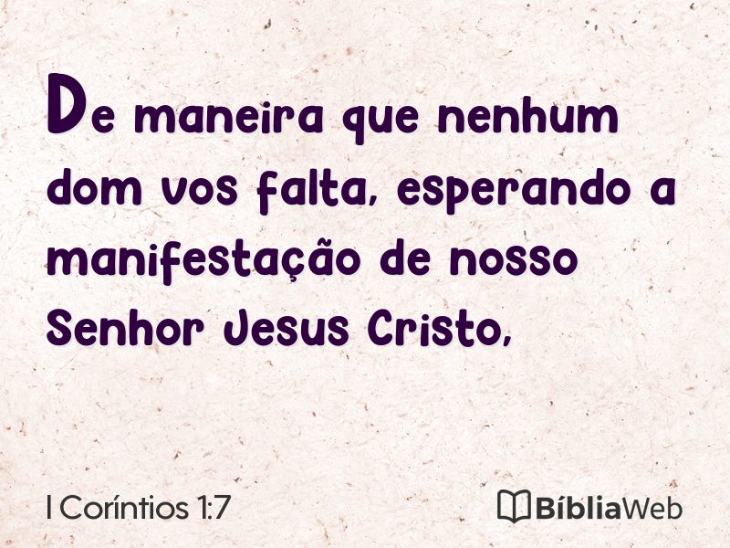 I Coríntios 1:7 em imagem para compartilhar