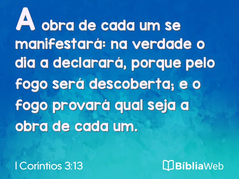 I Coríntios 3:13 em imagem para compartilhar