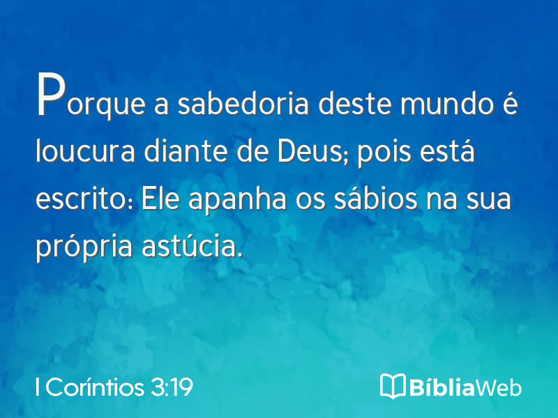 I Coríntios 3:19 em imagem para compartilhar