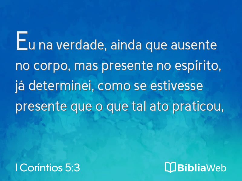 I Coríntios 5:3 em imagem para compartilhar