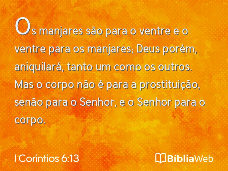 I Coríntios 6:13 em imagem para compartilhar