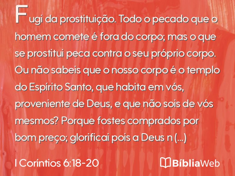 I Coríntios 6:18-20 em imagem para compartilhar