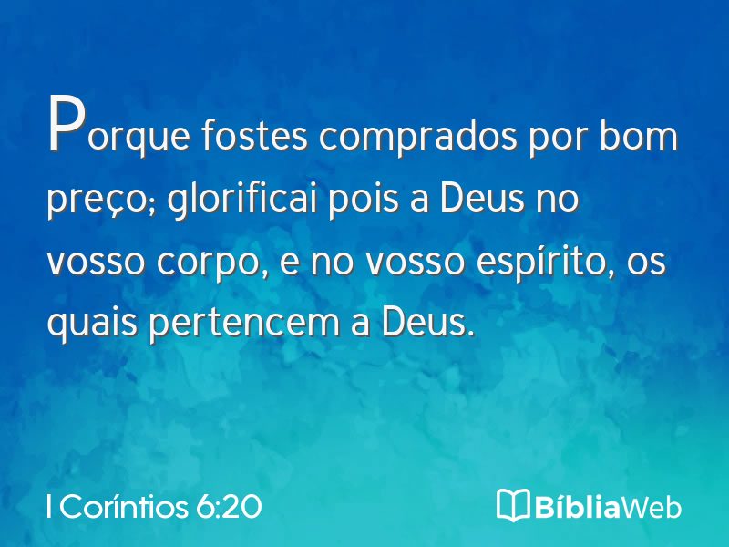 I Coríntios 6:20 em imagem para compartilhar