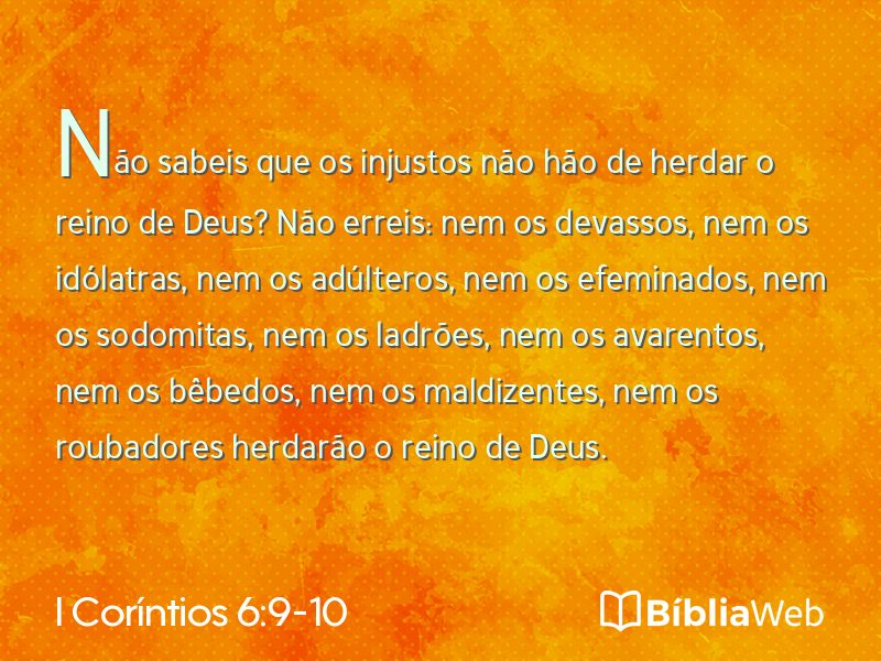 I Coríntios 6:9-10 em imagem para compartilhar