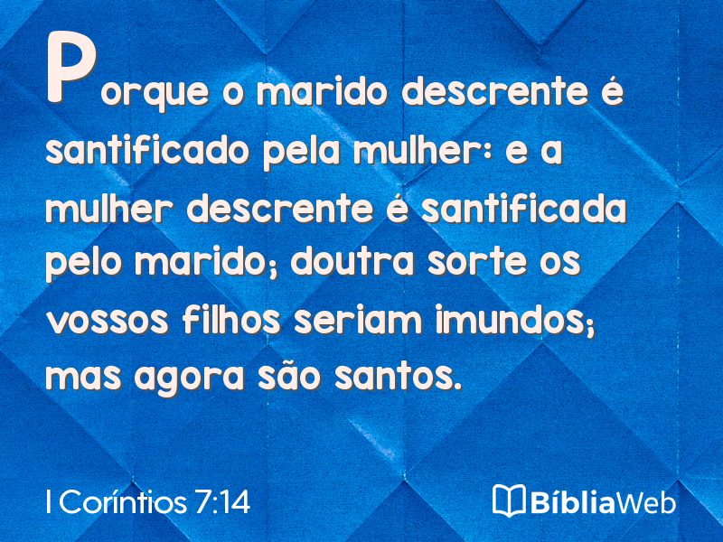 I Coríntios 7:14 em imagem para compartilhar