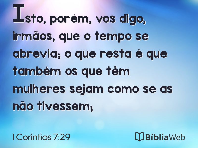 I Coríntios 7:29 em imagem para compartilhar