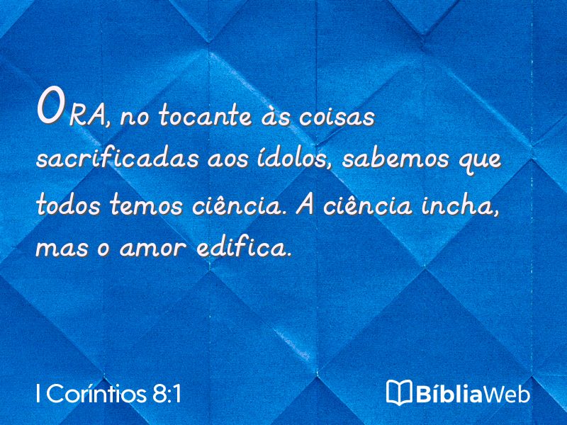 I Coríntios 8:1 em imagem para compartilhar