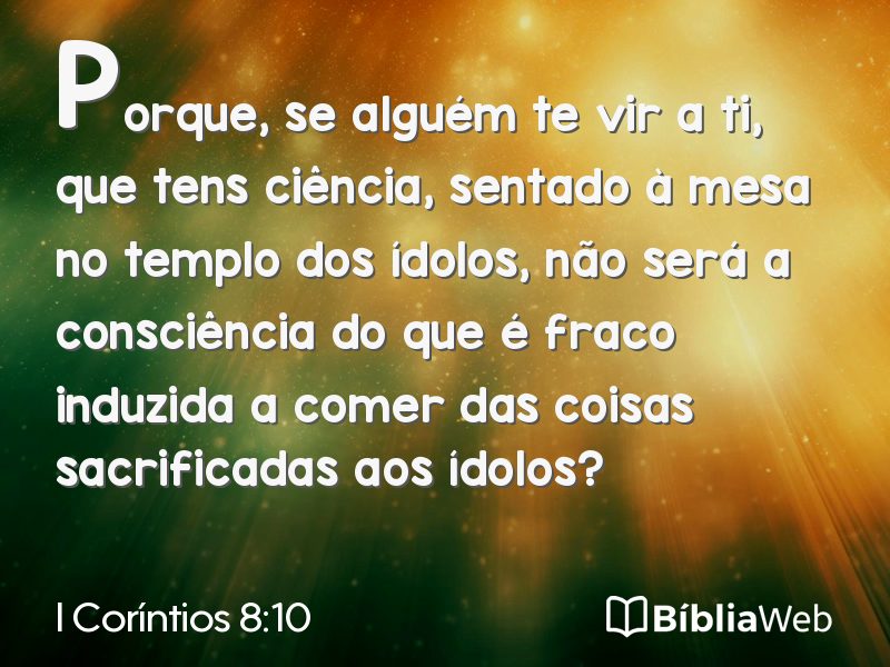 I Coríntios 8:10 em imagem para compartilhar