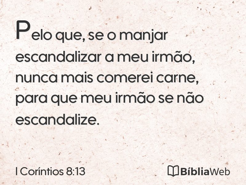 I Coríntios 8:13 em imagem para compartilhar