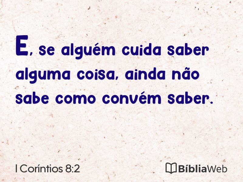 I Coríntios 8:2 em imagem para compartilhar