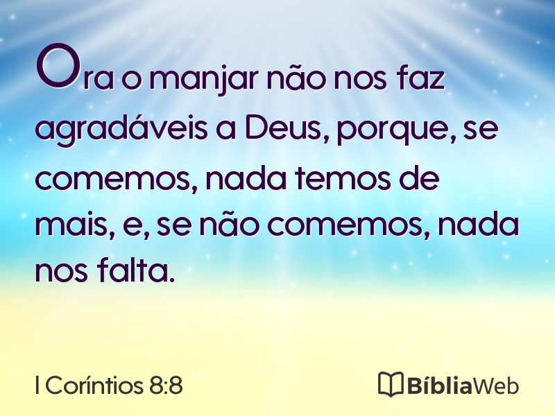 I Coríntios 8:8 em imagem para compartilhar