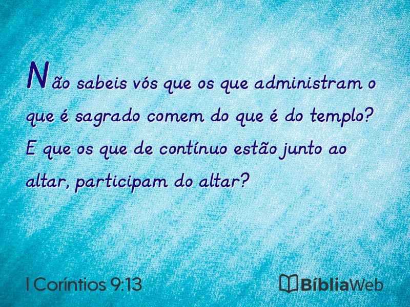 I Coríntios 9:13 em imagem para compartilhar
