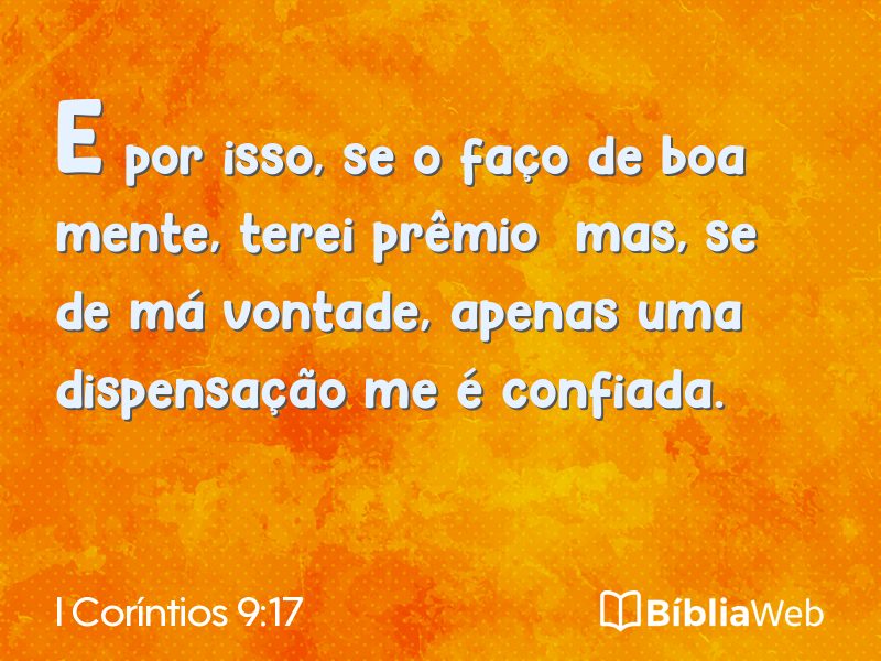 I Coríntios 9:17 em imagem para compartilhar