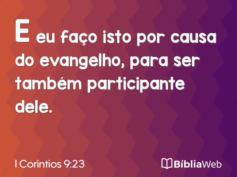 I Coríntios 9:23 em imagem para compartilhar