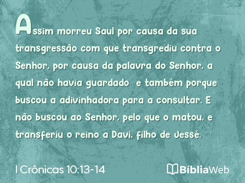 I Crônicas 10:13-14 em imagem para compartilhar