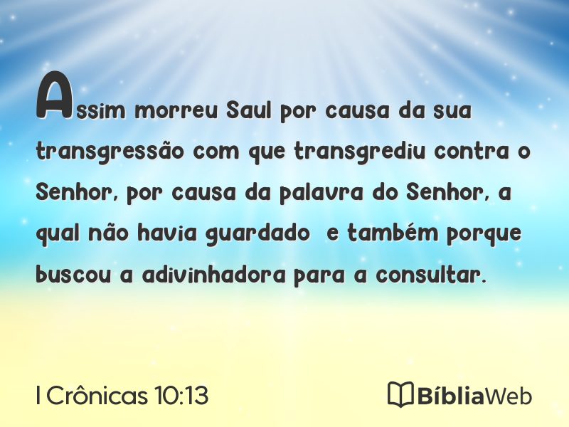 I Crônicas 10:13 em imagem para compartilhar