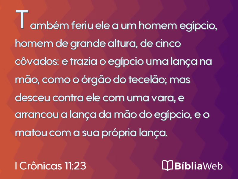 I Crônicas 11:23 em imagem para compartilhar